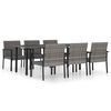 vidaXL Juego de comedor para jard&iacute;n 7 piezas rat&aacute;n sint&eacute;tico gris
