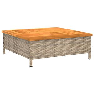 vidaXL Mesa de jard&iacute;n rat&aacute;n y madera de acacia beige 70x70x25 cm