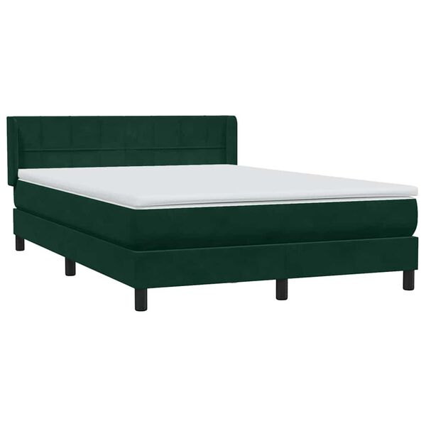 vidaXL Cama box spring con colch&oacute;n terciopelo verde oscuro 160x220 cm
