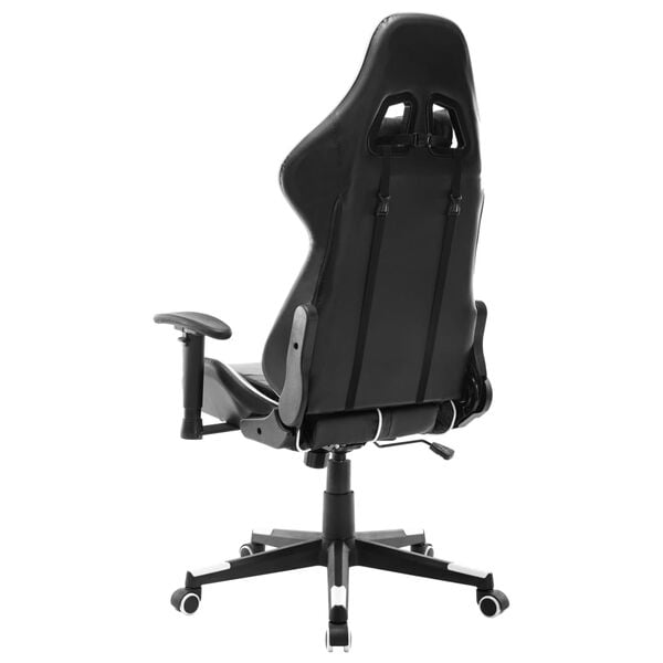 vidaXL Silla de gaming de cuero sint&eacute;tico negro y blanco