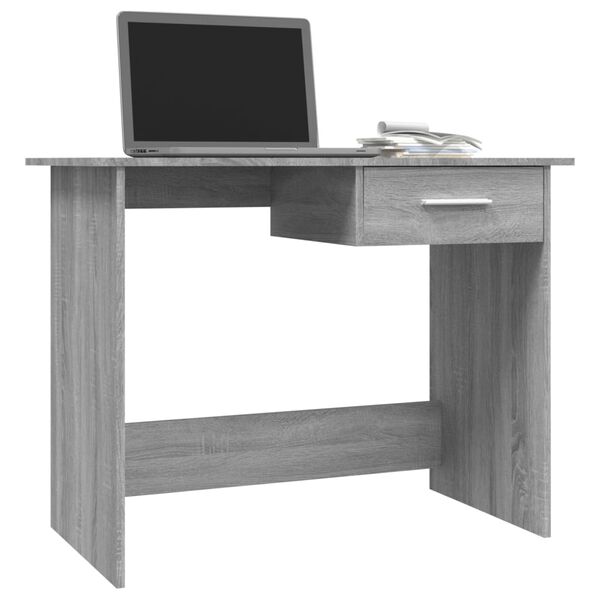 vidaXL Escritorio de madera contrachapada gris Sonoma 100x50x76 cm