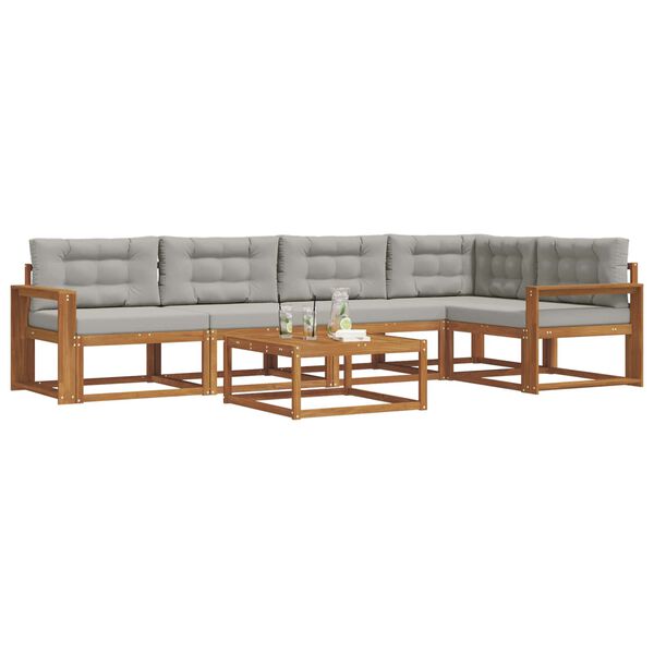 vidaXL Conjunto de sof&aacute;s de exterior 6 pcs Gris Natural y Claro