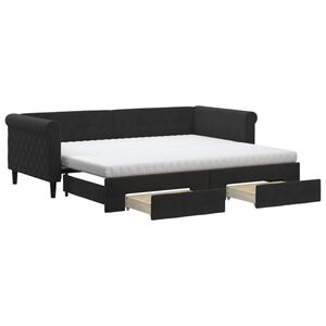 vidaXL Sof&aacute; cama nido con cajones terciopelo negro 90x200 cm