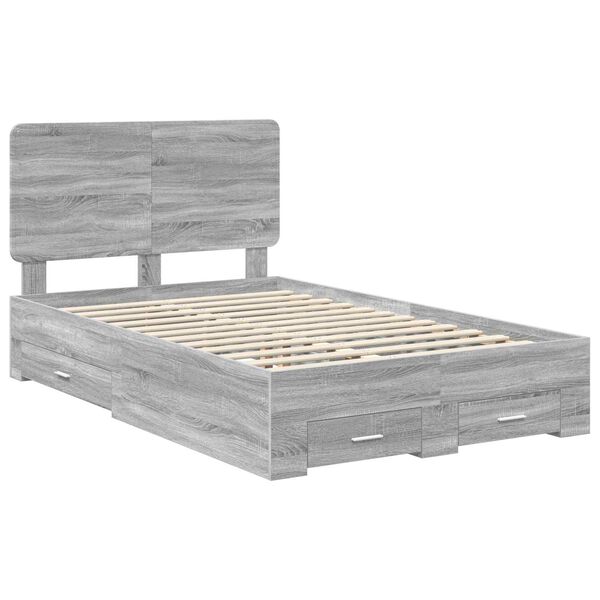 vidaXL Estructura de cama con cabecera Gris Sonoma 120 x 200 cm