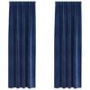 vidaXL Cortinas opacas 2 pcs Azul Oscuro 140 x 260 cm Terciopelo