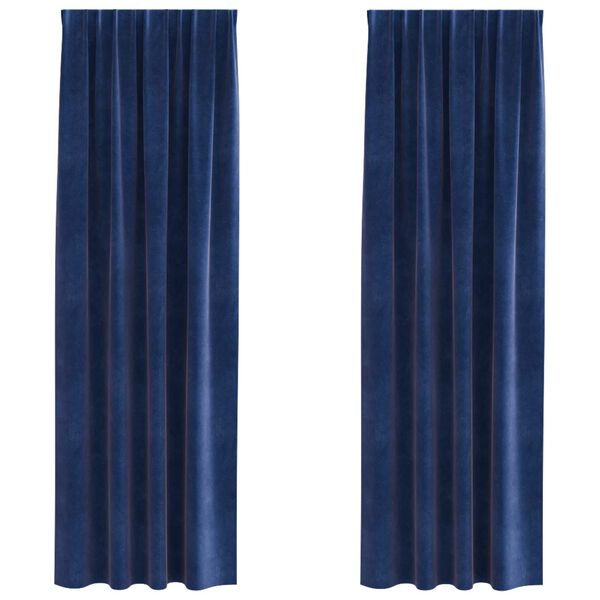 vidaXL Cortinas opacas 2 pcs Azul Oscuro 140 x 260 cm Terciopelo