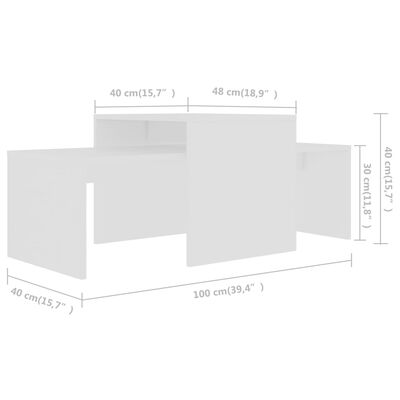 vidaXL Set de mesas de centro madera contrachapada blanco 100x48x40 cm