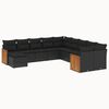 vidaXL Set de sof&aacute;s de jard&iacute;n 11 pzas y cojines rat&aacute;n sint&eacute;tico negro