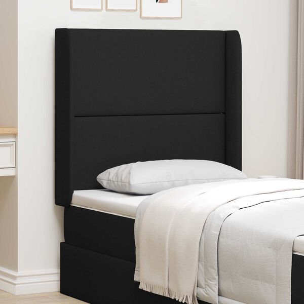 vidaXL Oreja de cabecero Negro 80 x 16 x 4 cm tela