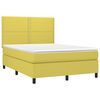vidaXL Cama box spring colch&oacute;n y luces LED tela verde 140x200 cm