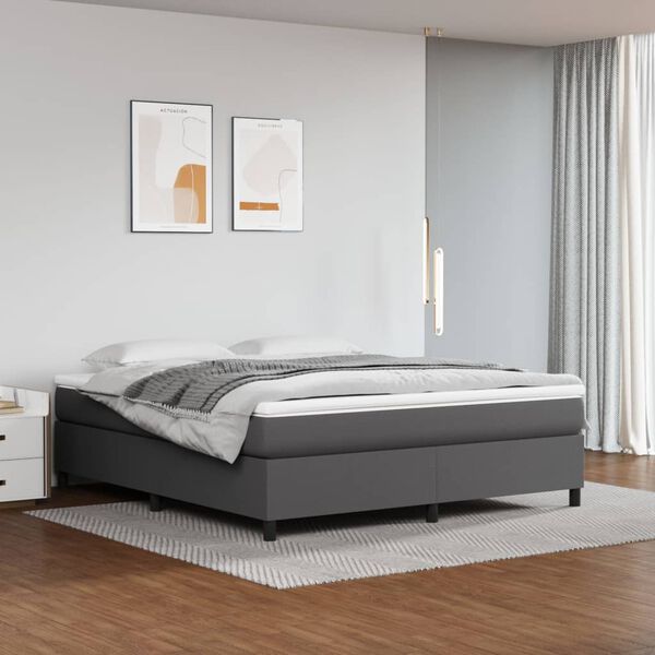 vidaXL Estructura de cama con somier cuero sintético gris 180x200 cm