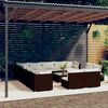 vidaXL Set muebles de jard&iacute;n 14 pzas y cojines rat&aacute;n sint&eacute;tico marr&oacute;n