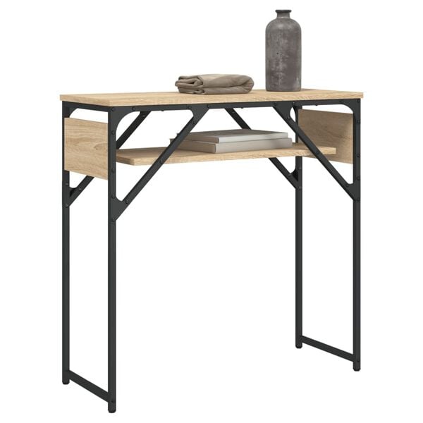 vidaXL Mesa consola estante madera ingeniería roble Sonoma 75x30x75 cm