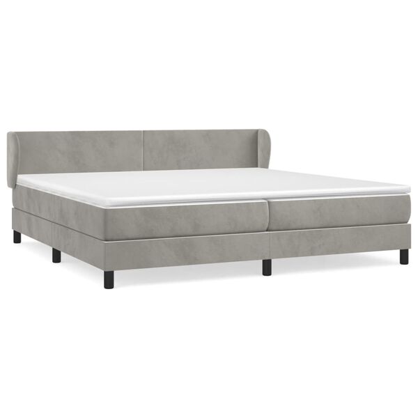 vidaXL Cama box spring con colch&oacute;n terciopelo gris claro 200x200 cm