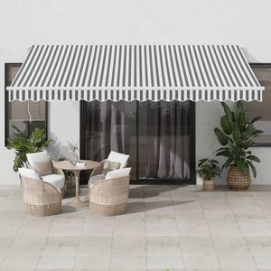 vidaXL Toldo retr&aacute;ctil manual gris antracita y blanco 450x350 cm