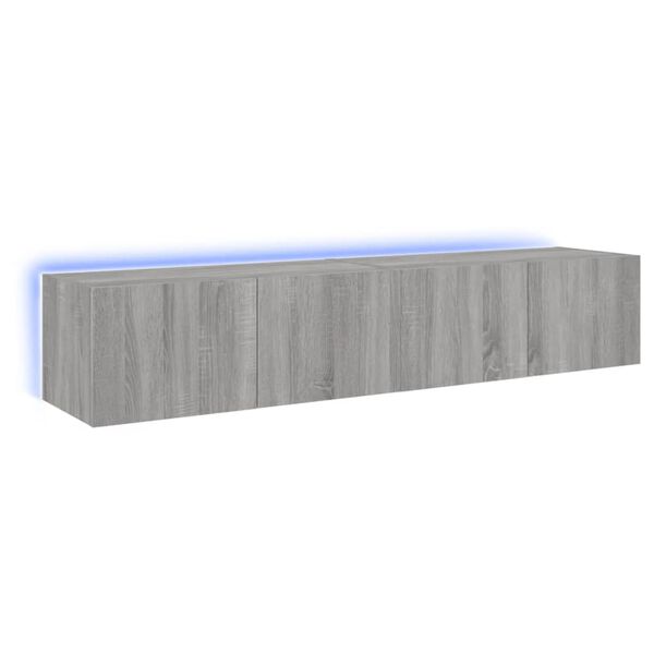 vidaXL Muebles TV de pared con luces LED 2 uds gris Sonoma 80x35x31 cm