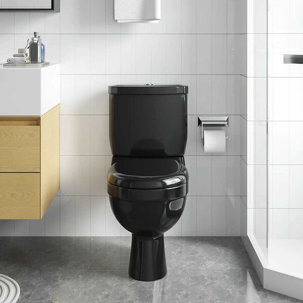 vidaXL Inodoro WC con cisterna negro