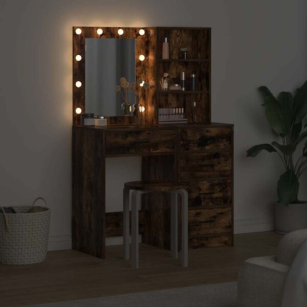 vidaXL Mesa de tocador con caj&oacute;n 2 pcs Marr&oacute;n 50 x 41 x 135 cm