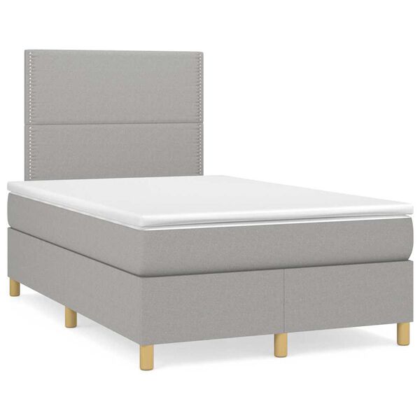 vidaXL Cama box spring con colch&oacute;n tela gris claro 120x190 cm