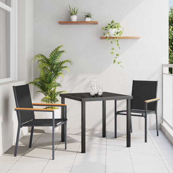 vidaXL Conjunto de Comedor de Jard&iacute;n 3 pcs Negro