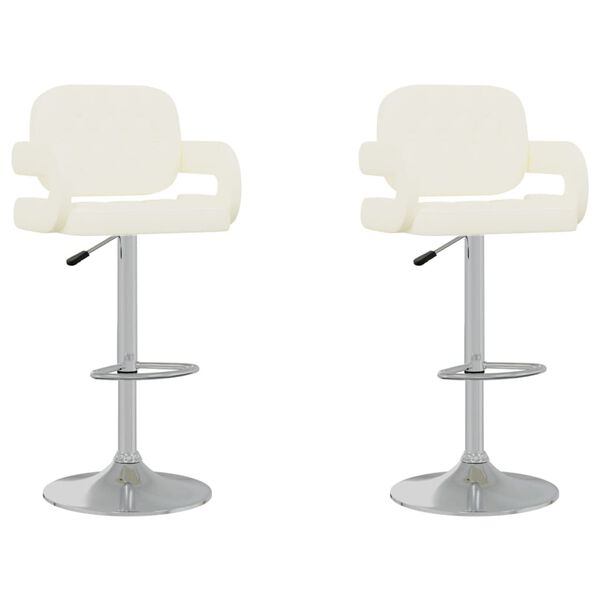 vidaXL Taburetes de cocina 2 unidades cuero sint&eacute;tico color crema