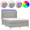 vidaXL Cama box spring colch&oacute;n y luces LED tela gris claro 140x200 cm