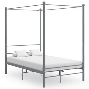 vidaXL Estructura de cama con dosel sin colch&oacute;n metal gris 120x200 cm