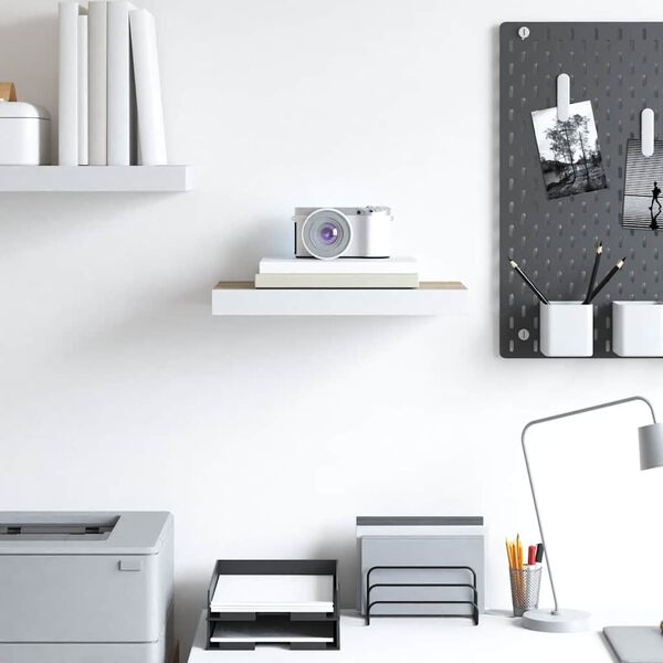 vidaXL Estante flotante de pared MDF roble y blanco 40x23x3,8 cm