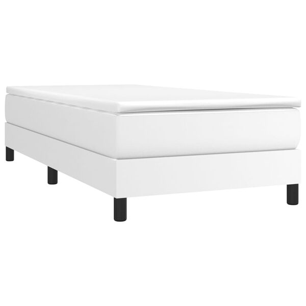 vidaXL Cama box spring con colch&oacute;n cuero sint&eacute;tico blanco 90x190 cm