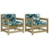vidaXL Sillones de jard&iacute;n con cojines 2 uds madera de pino impregnada