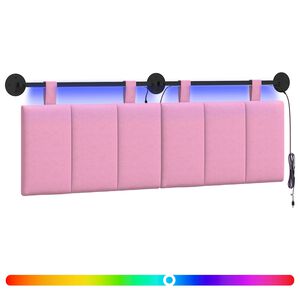 vidaXL Cabecero colgante Con luz LED Rosa Tela