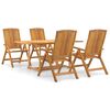 vidaXL Juego de comedor para jard&iacute;n 5 piezas madera maciza de teca
