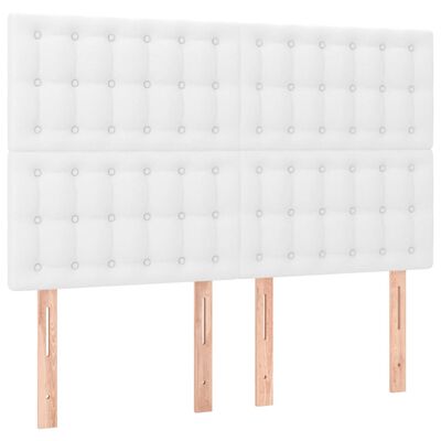 vidaXL Estructura de cama cabecero cuero sintético blanco 140x200 cm