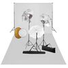 vidaXL Kit estudio fotogr&aacute;fico l&aacute;mparas, sombrillas, fondo y reflector