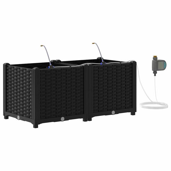 vidaXL Macetero de Jard&iacute;n 2 pcs Negro Acero