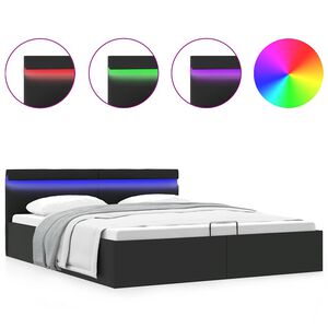 vidaXL Cama hidr&aacute;ulica almacenaje LED sin colch&oacute;n negro 160x200 cm