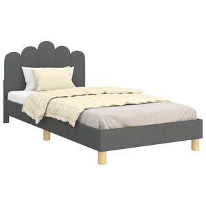 vidaXL Cama para ni&ntilde;os con cabecero Gris oscuro 90 x 200 cm tela