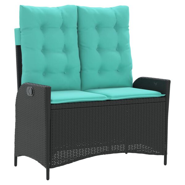 vidaXL Sill&oacute;n reclinable de jard&iacute;n con cojines rat&aacute;n sint&eacute;tico negro