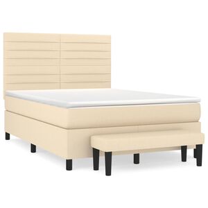 vidaXL Cama box spring con colch&oacute;n tela color crema 140x200 cm