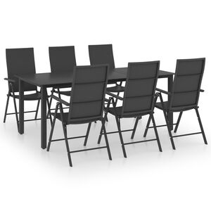 vidaXL Juego de comedor para jard&iacute;n 7 piezas negro