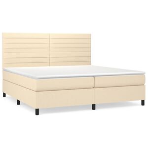 vidaXL Cama box spring con colch&oacute;n tela color crema 200x200 cm