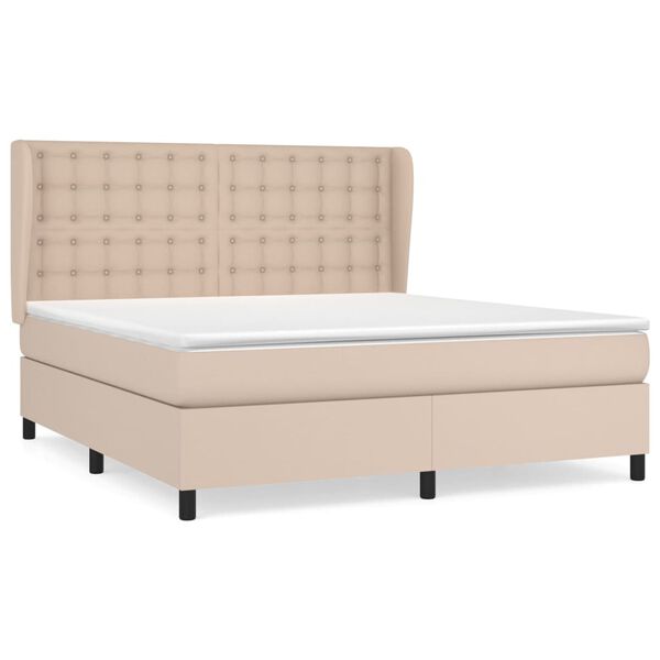 vidaXL Cama box spring con colch&oacute;n cuero sint&eacute;tico capuchino 180x200cm