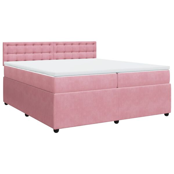 vidaXL Cama box spring con colch&oacute;n terciopelo rosa 200x200 cm