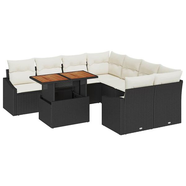 vidaXL Conjunto de Comedor de Jard&iacute;n Negro y crema 100 x 55 x 73 cm