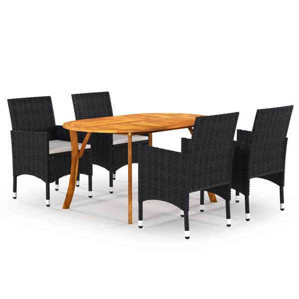vidaXL Juego de comedor para jard&iacute;n de 5 piezas negro