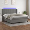 vidaXL Cama box spring colch&oacute;n y luces LED tela gris oscuro 160x200 cm