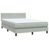 vidaXL Cama box spring con colch&oacute;n y LED terciopelo gris claro 140x220 cm