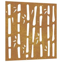 vidaXL Adorno de pared de jardín acero corten diseño bambú 55x55 cm