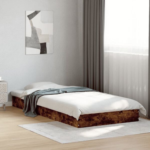 vidaXL Estructura cama sin colch&oacute;n madera roble ahumado 75x190 cm