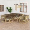 vidaXL Set de muebles de jard&iacute;n 10 pzas con cojines madera impregnada
